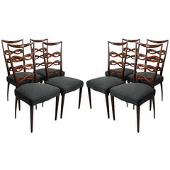 Set of Eight Attractive Italian Walnut Dining Chairs