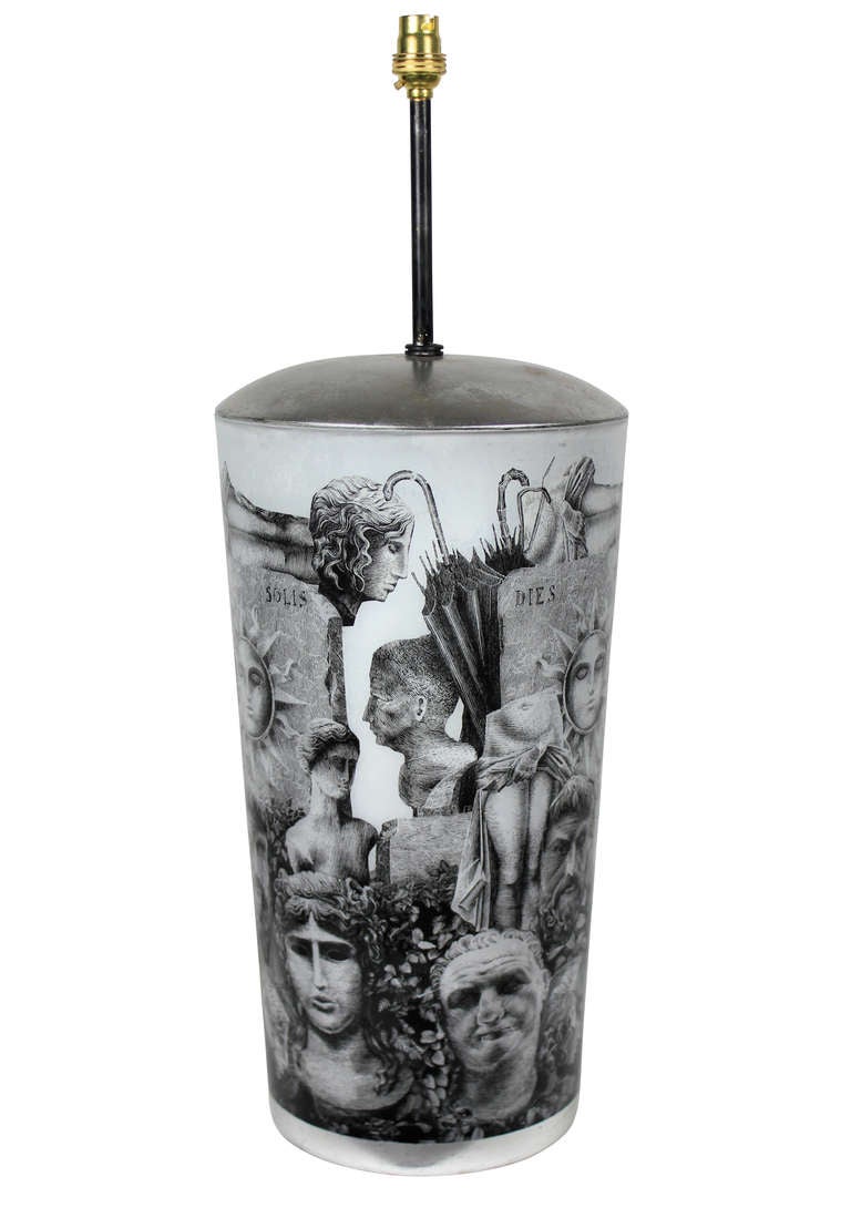A Pair Of Large Hand Painted Fornasetti Style Lamps
