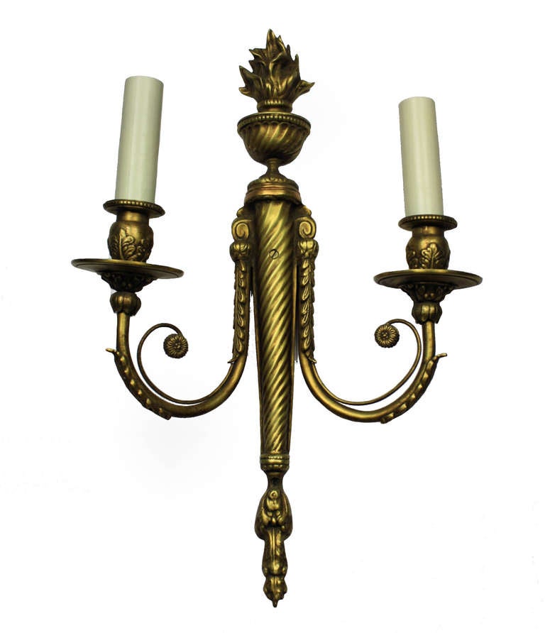 Set of Six French Gilt Brass Wall Lights, circa 1900 In Good Condition In London, GB