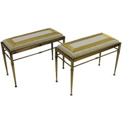 A Pair Of 40's Fine French Gilt Brass Stools