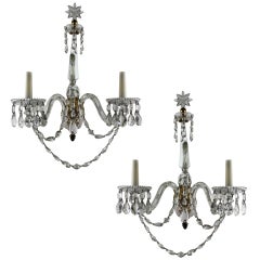 A Pair Of English Finely Cut Glass Wall Sconces c.1830's