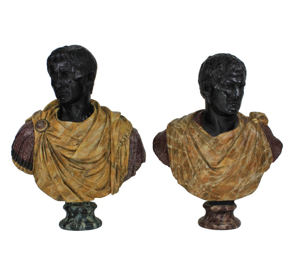 An Impressive Pair Of Large 19th Century Roman Emperor Busts