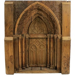 A French Carved Oak Tabernacle Door In The Form Of A Cathedral West Front