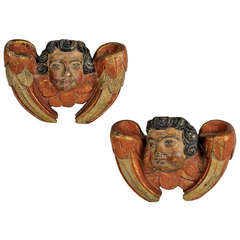 A Pair of Carved Spanish Cherubs, circa 1840s