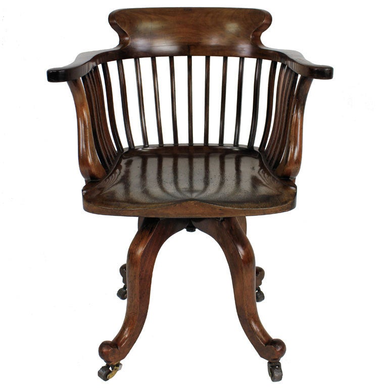 An English Walnut Desk Chair By Edward Godwin