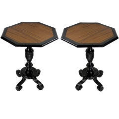 A Pair Of Irish Side Tables Of Exceptional Quality In Solid Ebony & Satinwood