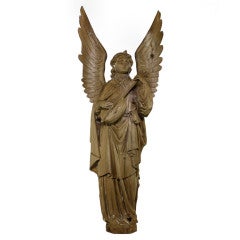 Antique A Large Carved Statue Of The Archangel Raphael