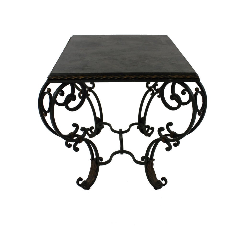 1940s French Painted and Gilded Wrought Iron Occasional Table In Fair Condition In London, GB