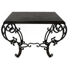 1940s French Painted and Gilded Wrought Iron Occasional Table