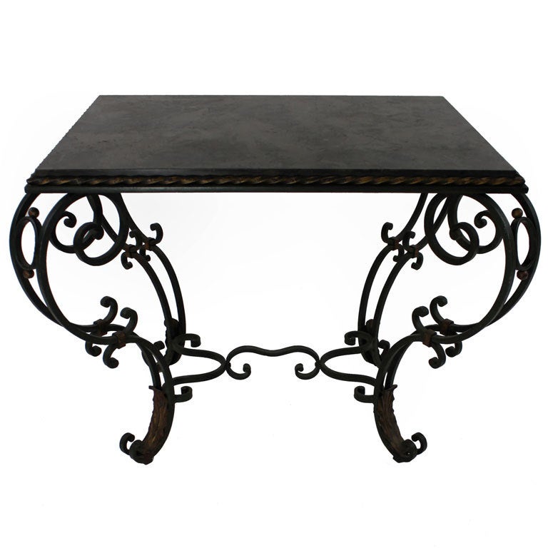 1940s French Painted and Gilded Wrought Iron Occasional Table