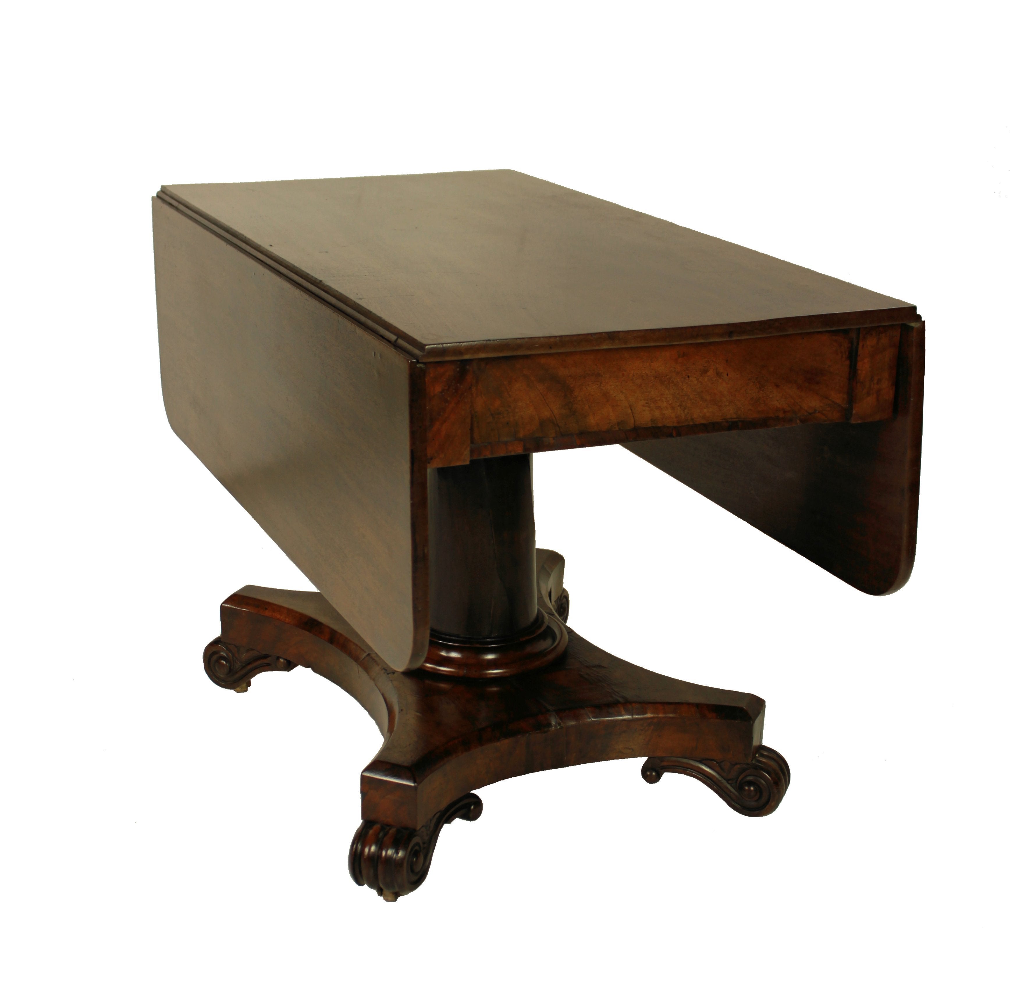 An English William IV Drop Leaf Pedestal Table