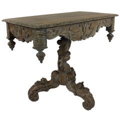 A French Heavily Carved & Limed Oak Table