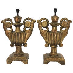 A Pair Of 18th Century Gilt Wood Lamps