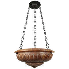 Large English Alabaster Hanging Light