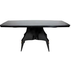 Unusual 1950's Italian Ebonised Dining Table with Architectural Base