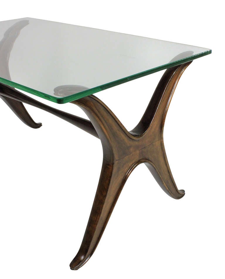 Italian Stylish Walnut Occasional Table Attributed to Ulrich