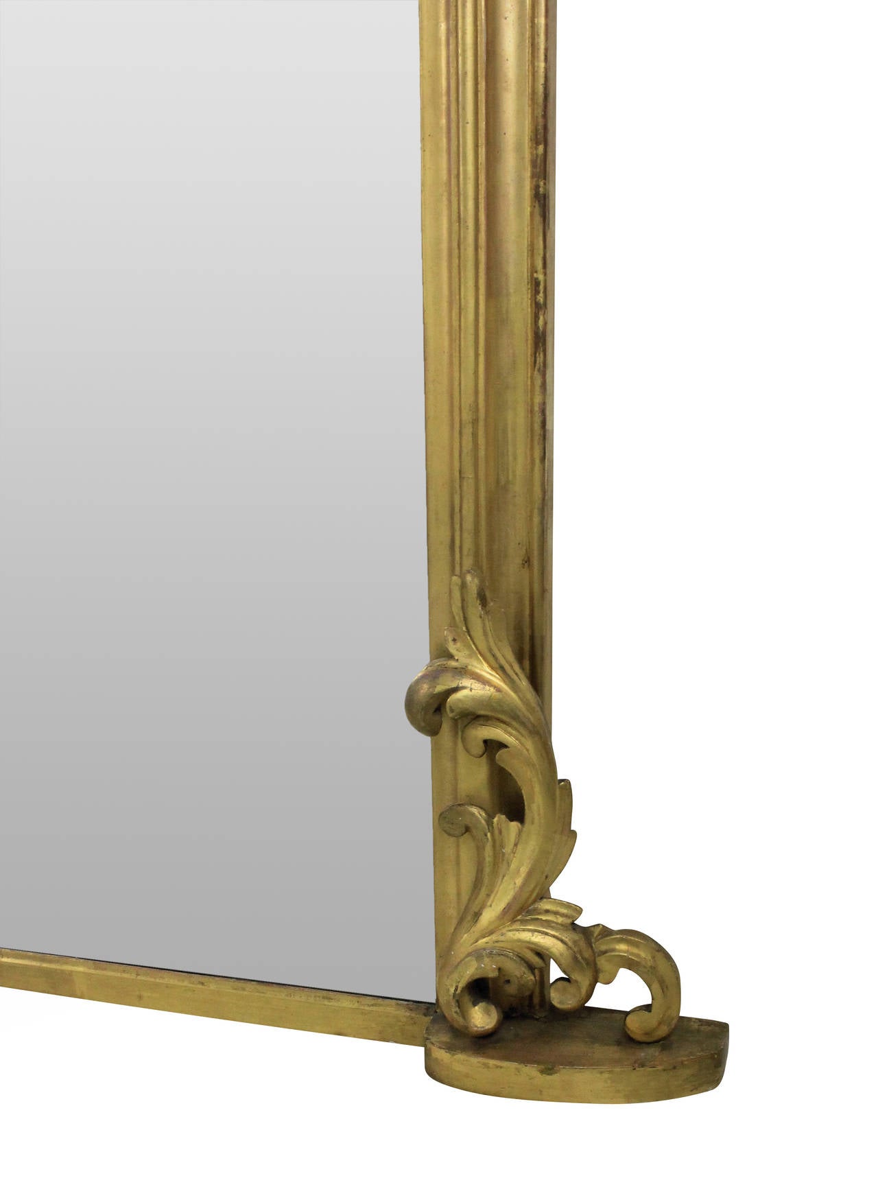 Large Water Gilded French Overmantel Mirror In Good Condition In London, GB