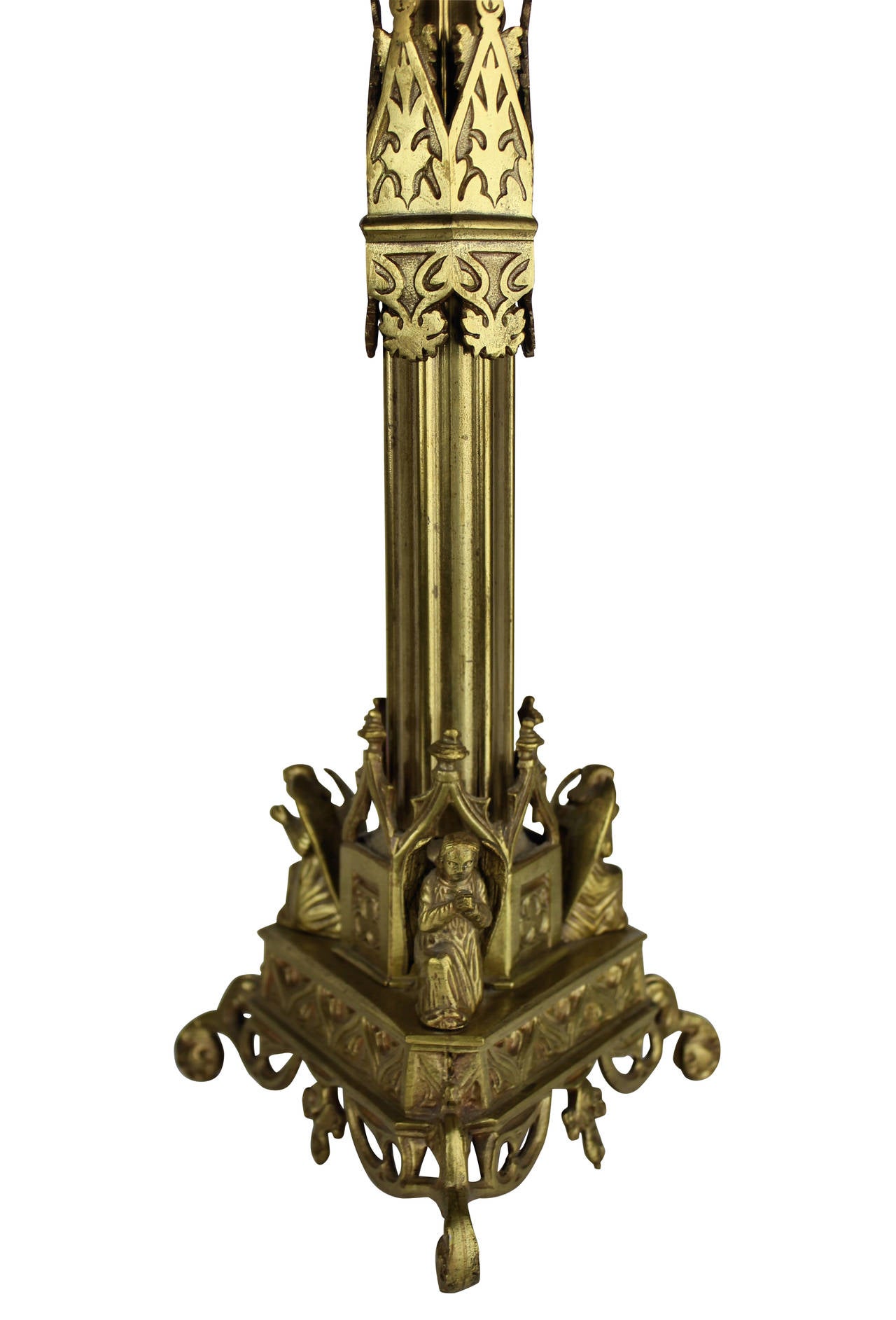 Pair of English Gothic Gilt Brass Pricket Sticks