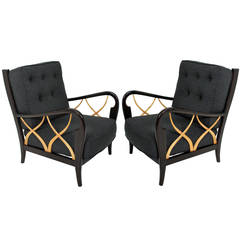 Pair of Elegant Club Chairs Attributed to Paolo Buffa