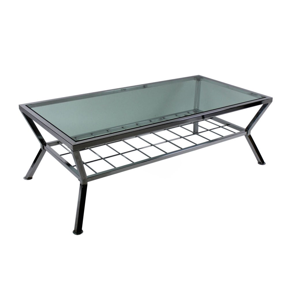 An English Modernist Chrome & Pale Green Glass Occasional Table