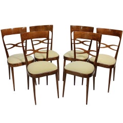 A Set of Six Elegant Italian Dining Chairs in Cherry Wood