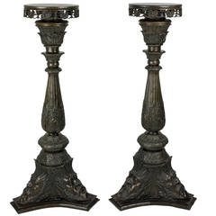 Rare and Beautifully Cast Pair of Venetian Bronze Torchere