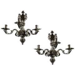 Pair of Silver Plated Bronze Sconces after Model at Knowle, Kent