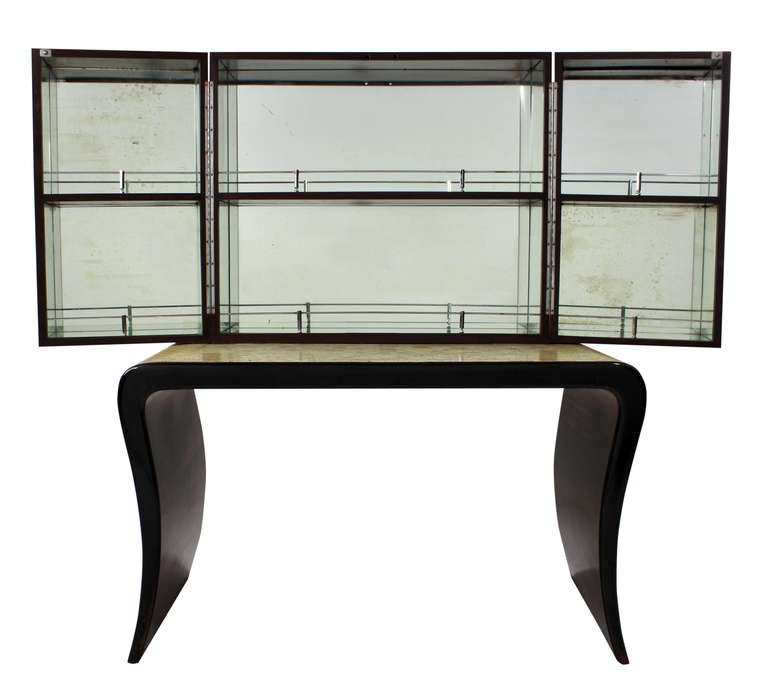 Italian An Extraordinary Ostrich Egg & Macassar Bar Cabinet Attributed To Ulrich