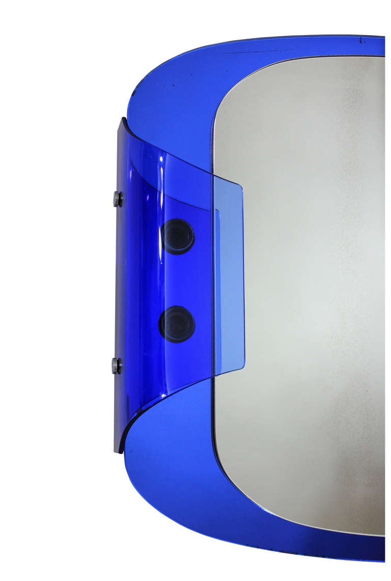 An Italian Blue Illuminating Mirror By Veca