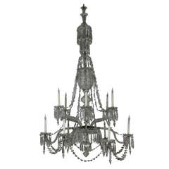 Large English Cut Glass Chandelier of Fine Quality by F & C Osler