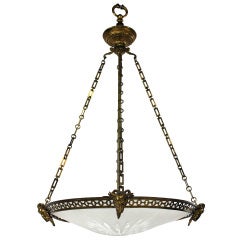 Antique An English Gilt Bronze Regency Style Hanging Dish Light