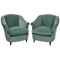 A Pair Of Stylish Sculptural Italian Armchairs