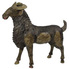 Life Size Carved and Painted Goat