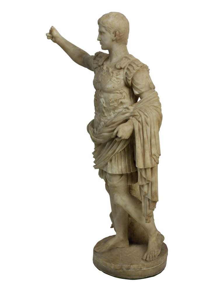 A Grand Tour Alabaster Figure Of Augustus Ceasar