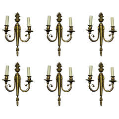 Set of Six French Gilt Brass Wall Lights, circa 1900
