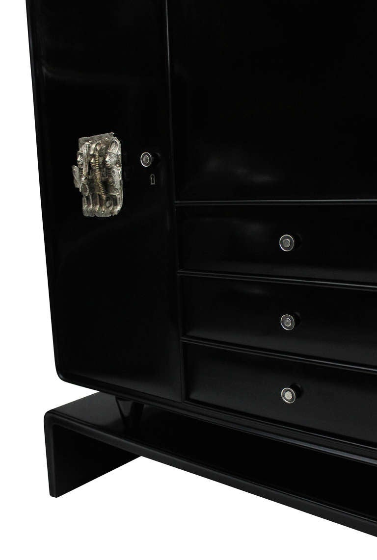 Large Well-Executed Black Lacquered Bar Cabinet by R. Brembilla 3