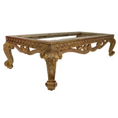 A Large English Carved & Water Gilded William Kent Style Stool