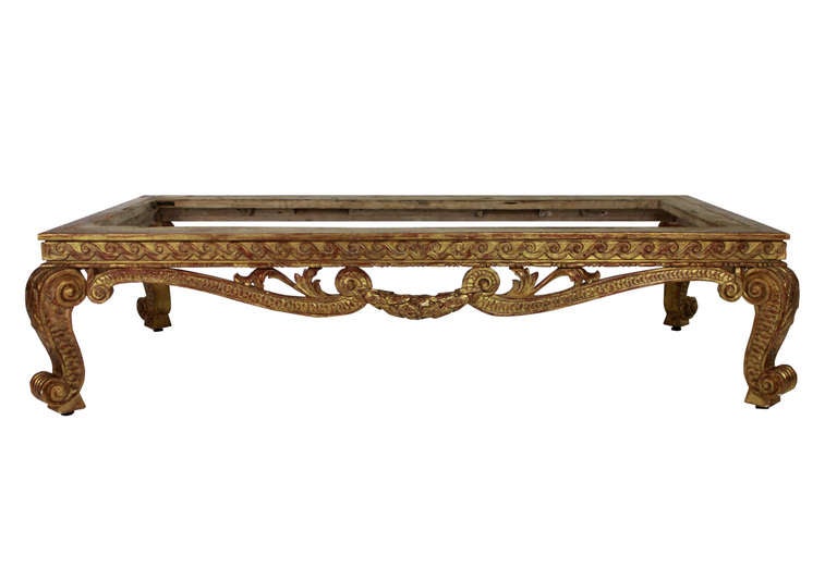 A Large English Carved & Water Gilded William Kent Style Stool
