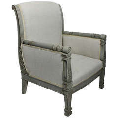 Large Painted Neoclassical Gustavian Armchair