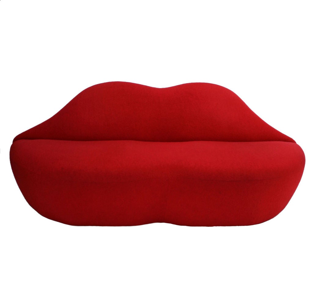 An original Italian Gufram Studio 65 bocca sofa in the form of lips: 'A tribute to Salvador Dali' and designed in 1971, this sofa dates to around 1980 and was taken from a boutique in Rome. In exceptional condition.
The Studio 65 Gufram Marilyn