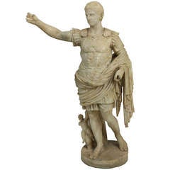 A Grand Tour Alabaster Figure Of Augustus Ceasar