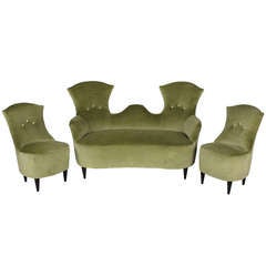 An Elegant 50's Italian Sofa & Chairs