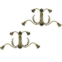 A Pair Of Unusual Italian Wall Sconces Of Leafy Design