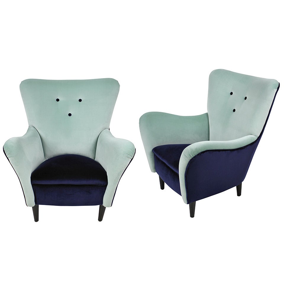 A Pair Of Stylish 50's Italian Armchairs