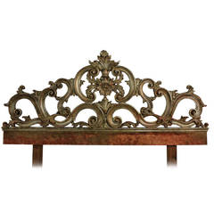 Italian King Size Carved and Silver Leaf Headboard