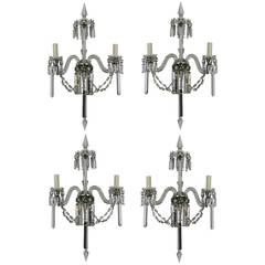 Antique A Set of Four English Cut Glass Wall Lights