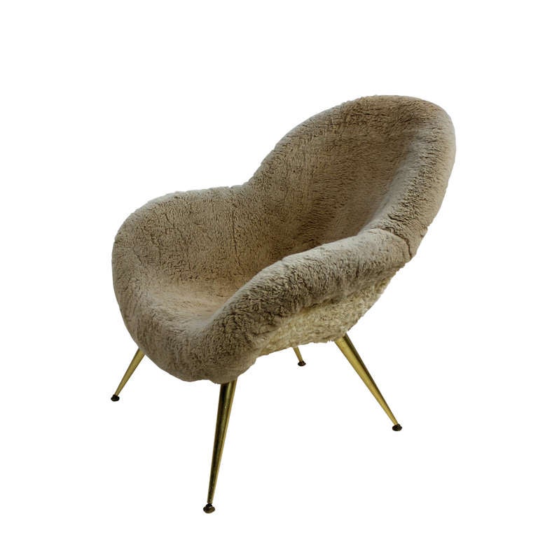 An Italian 50's Armchair In A Fluffy Material