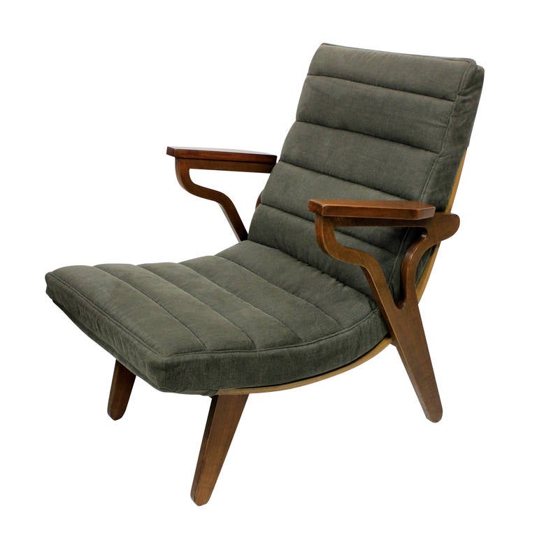 Pair of Architectural Yugoslavian Bent Ply Armchairs