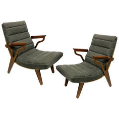 Pair of Architectural Yugoslavian Bent Ply Armchairs