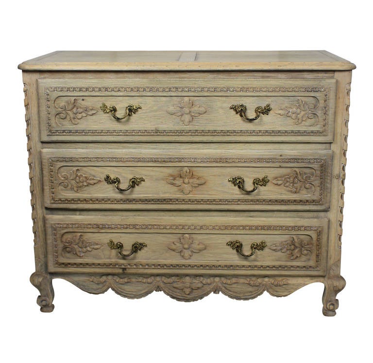 French Provincial Bleached Oak Commode
